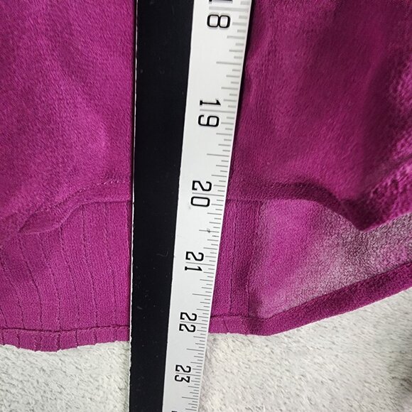 Womens Purple Maxime 100% Silk Shirt Sheer Button Down Cuffed Long Sleeve Size L - Picture 8 of 9